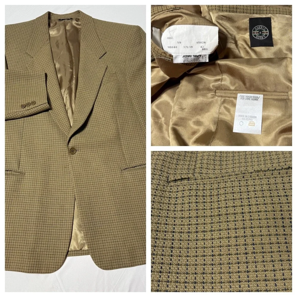 Vintage Harris And‎ Hobbs Wool Blazer Tweed Check Men's Size 42 Reg